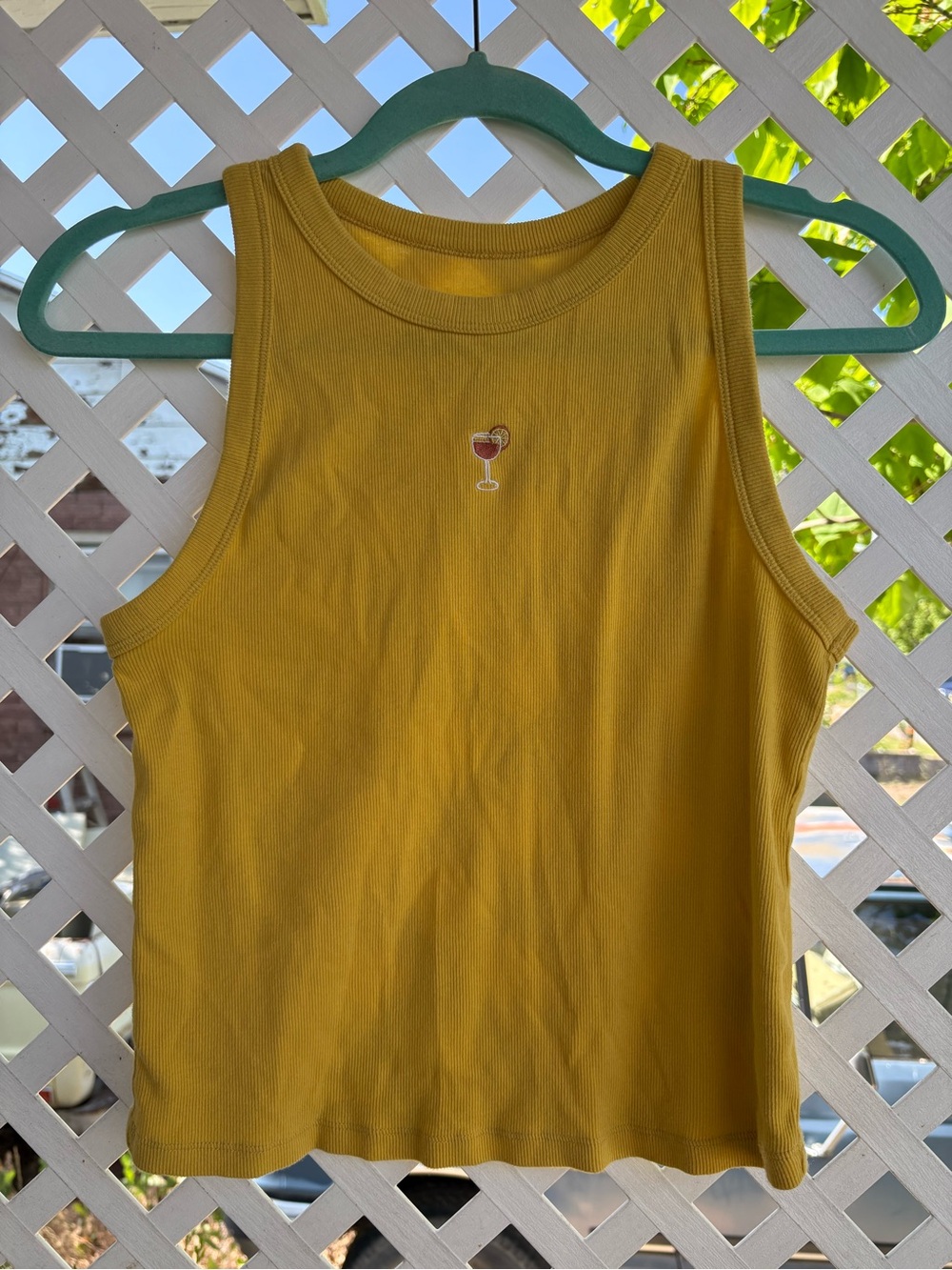 a new day Golden Yellow Ribbed Tank Top